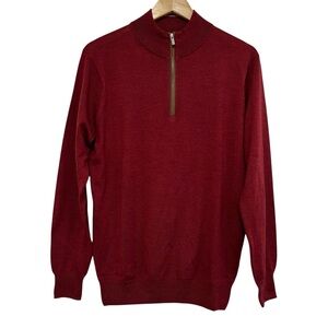 Peter Millar Autumn Crest Quarter Zip Sweater Merino Wool Lyocell Red Size XXL